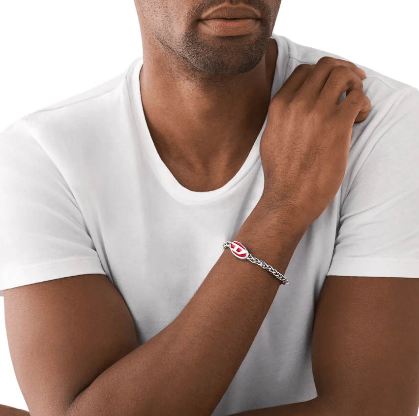 Stainless Steel Red D Logo Men's Bracelet DJDX1445-040