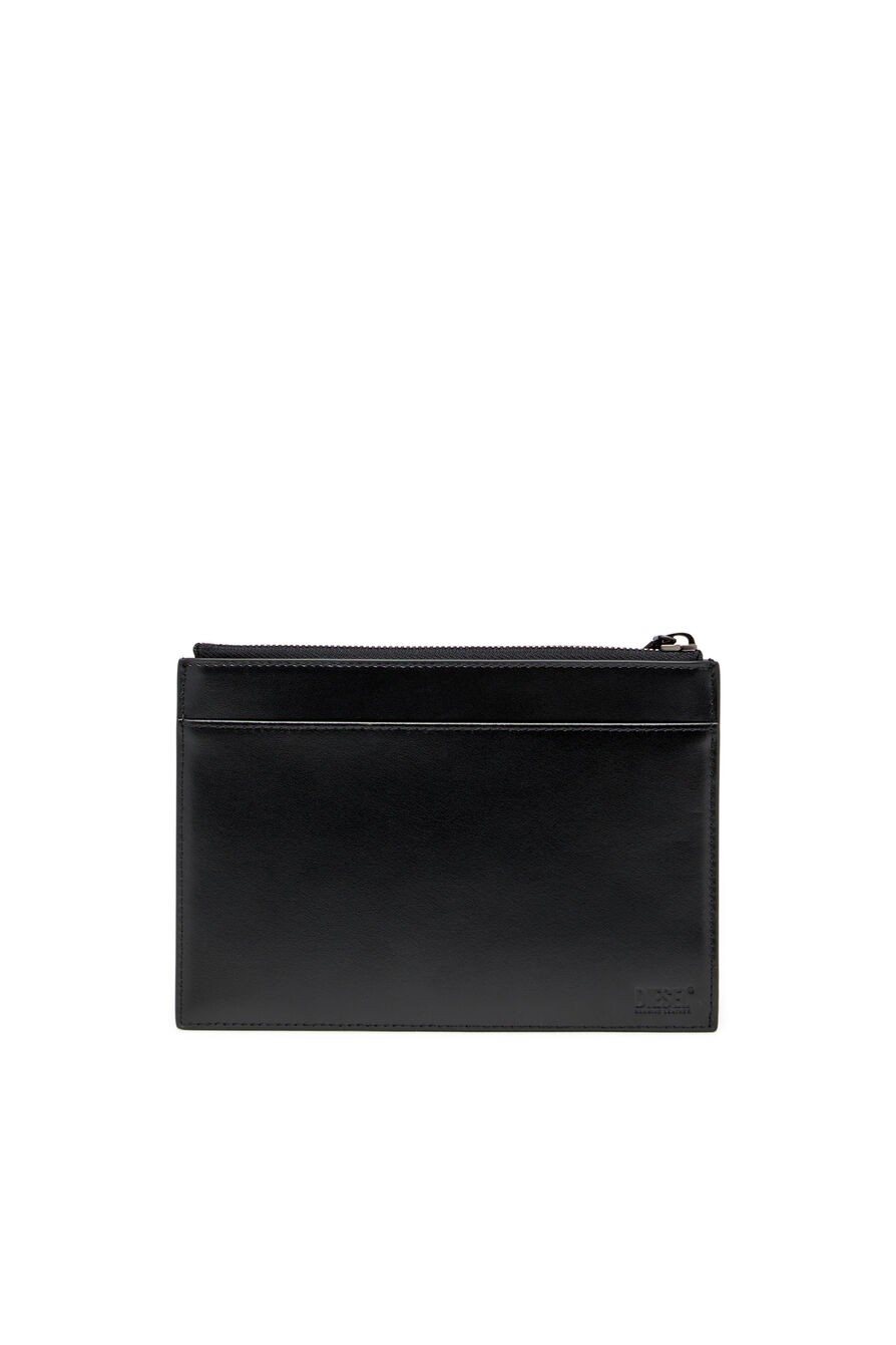 1DR Zipped pouch in black mirror leather