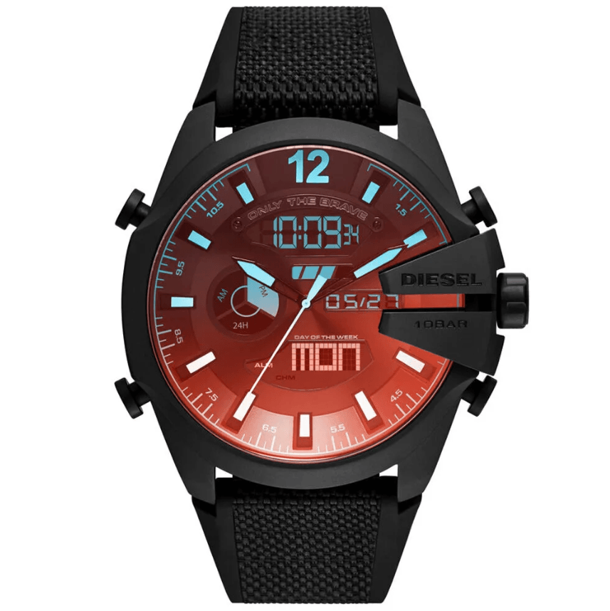 Mega Chief Analog-Digital Black Nylon and Silicone Men's Watch DZ4548 