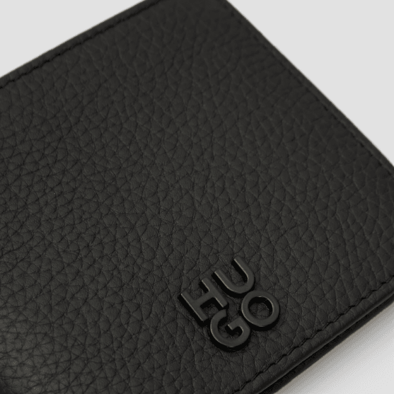 Hugo Red Nesh 8 Hard Black Leather Wallet 1023636601 