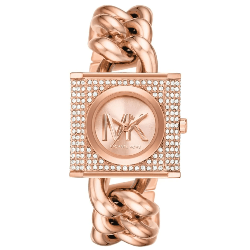Chain Lock Three-Hand Rose Gold-Tone Stainless Steel Women's Watch MK4827