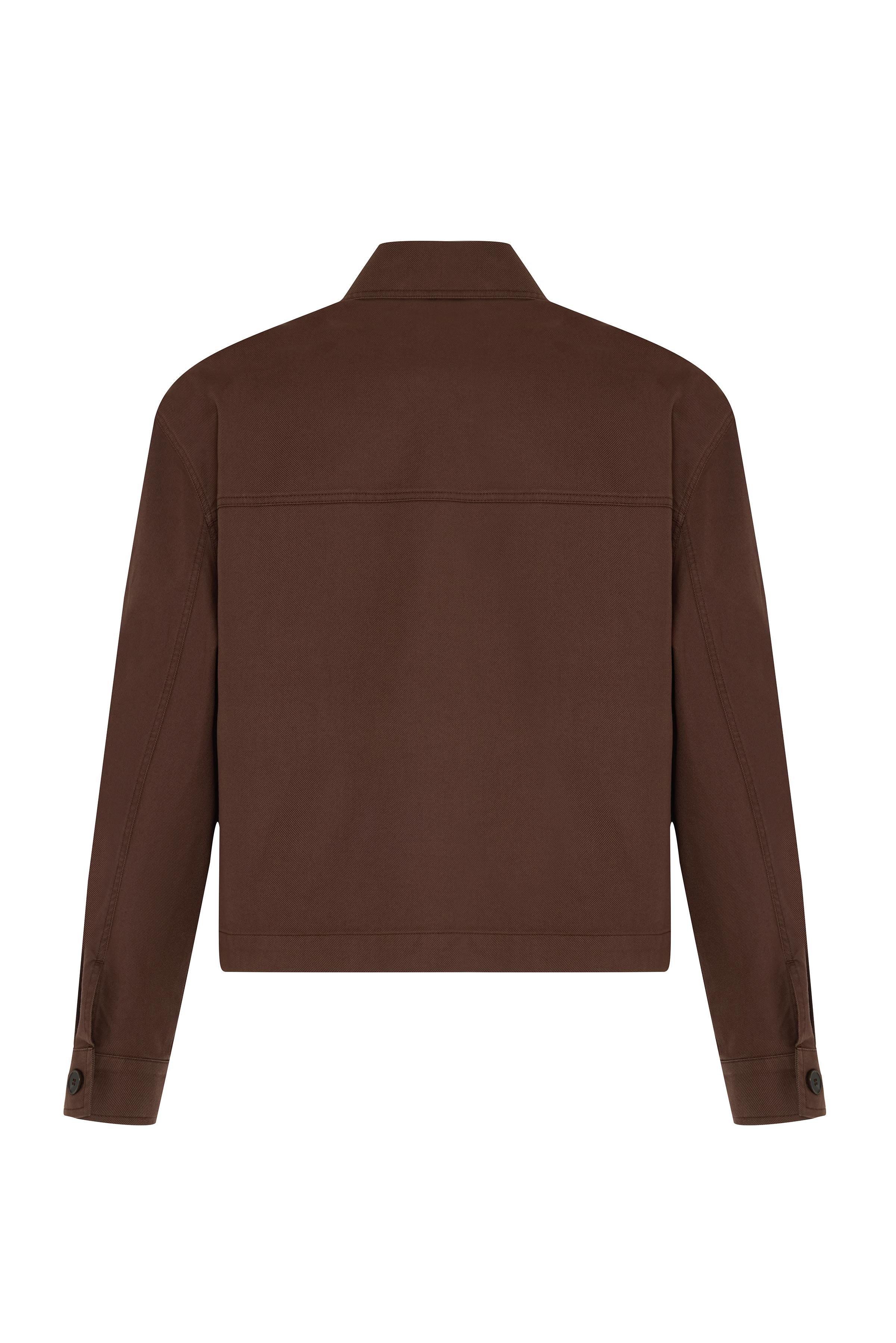 Brown Gabardine Oversize Jacket