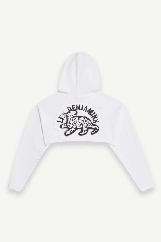 Relaxed White Crop Hoodie