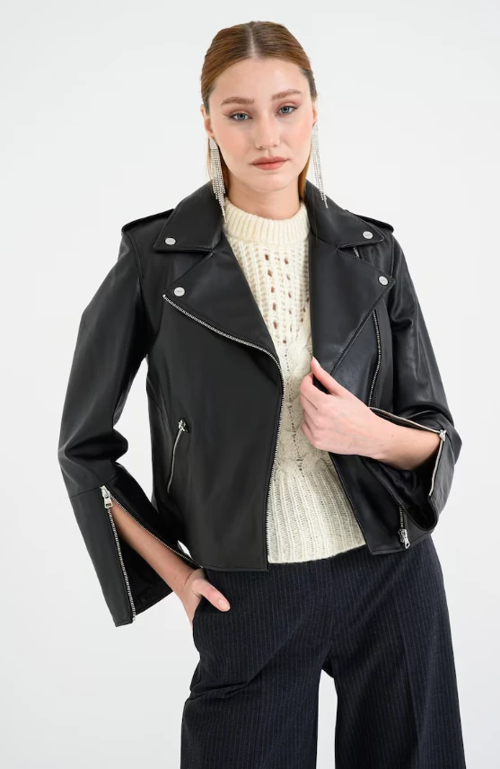 Hugo Red Lujana Black Leather Bicker Jacket 10272243