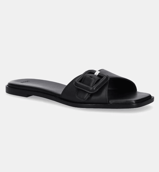 Boss Black Charlize Black Leather Slippers 1027177901