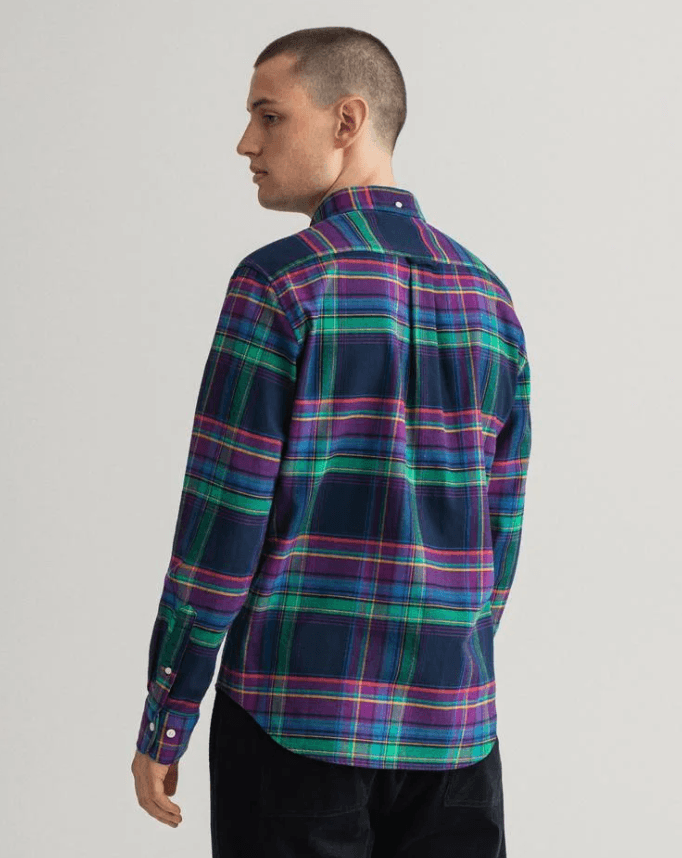 GANT REGULAR CHECKED FLANEL SHIRT GRN L