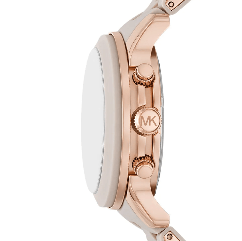 Runway Chronograph Rose Gold-Tone Stainless Steel and Wheat Silicone Women's Watch MK7386