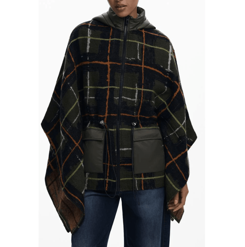 Aldama Dark Green Check Pancho 