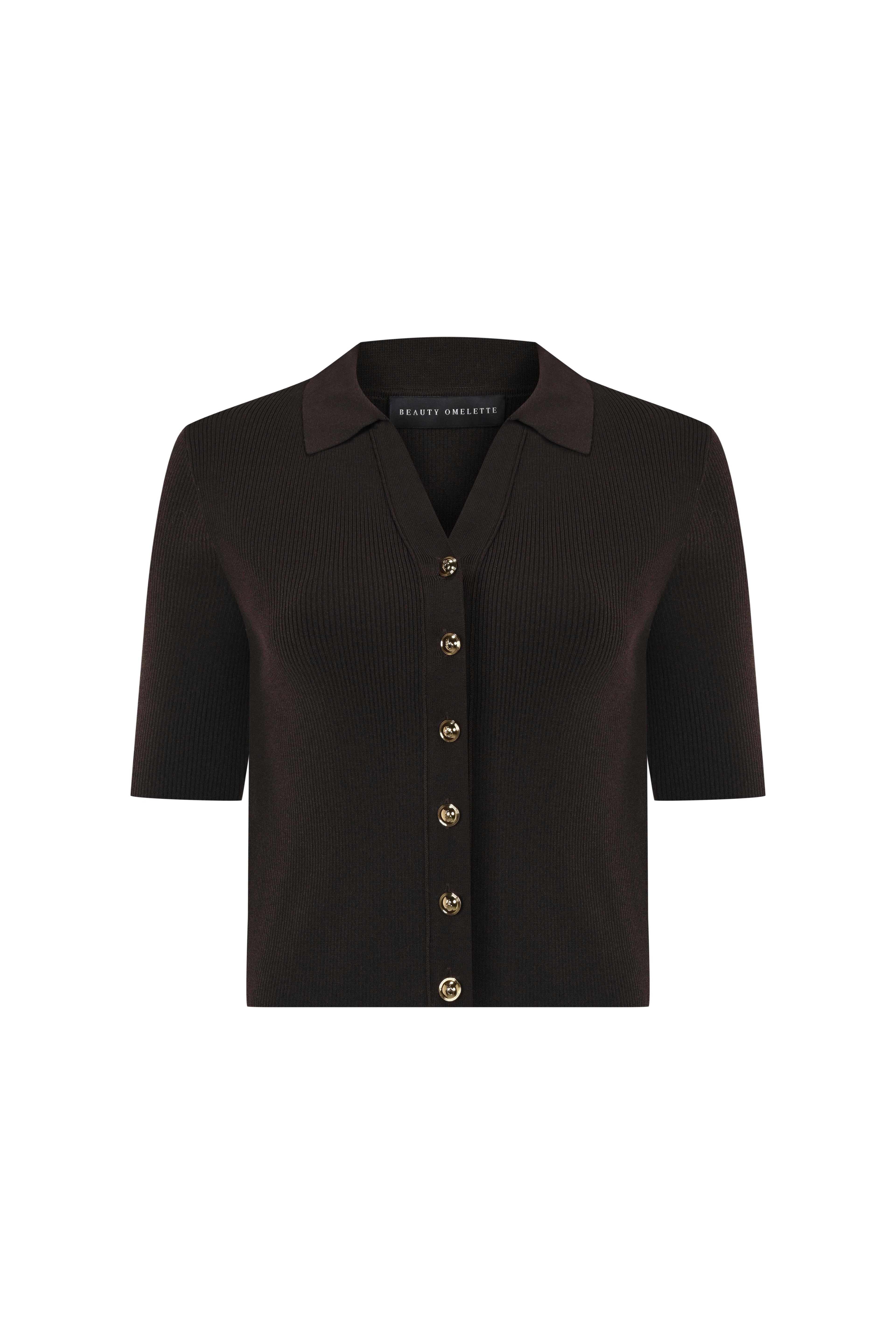 Short Sleeve Buttoned Shirt Knitwear 