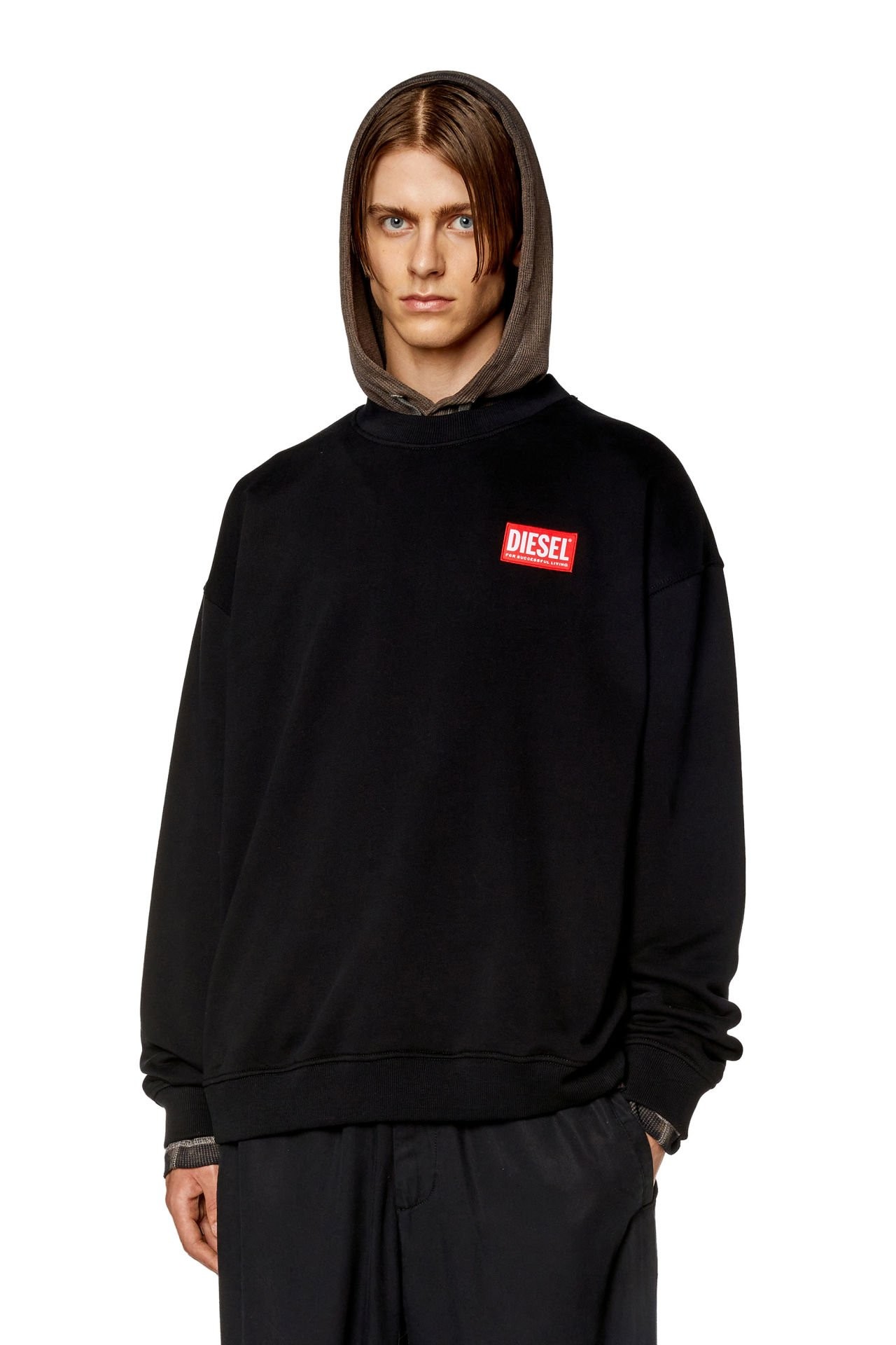 DIESEL S-NLABEL-L1 SWEATSHIRT BLK