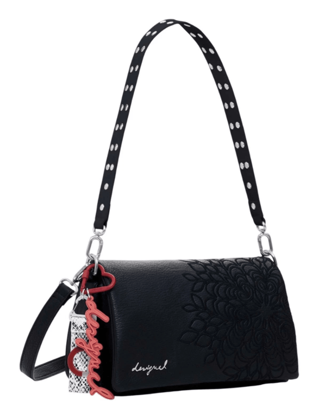Sierra Medium Flap Black Shoulder Bag 