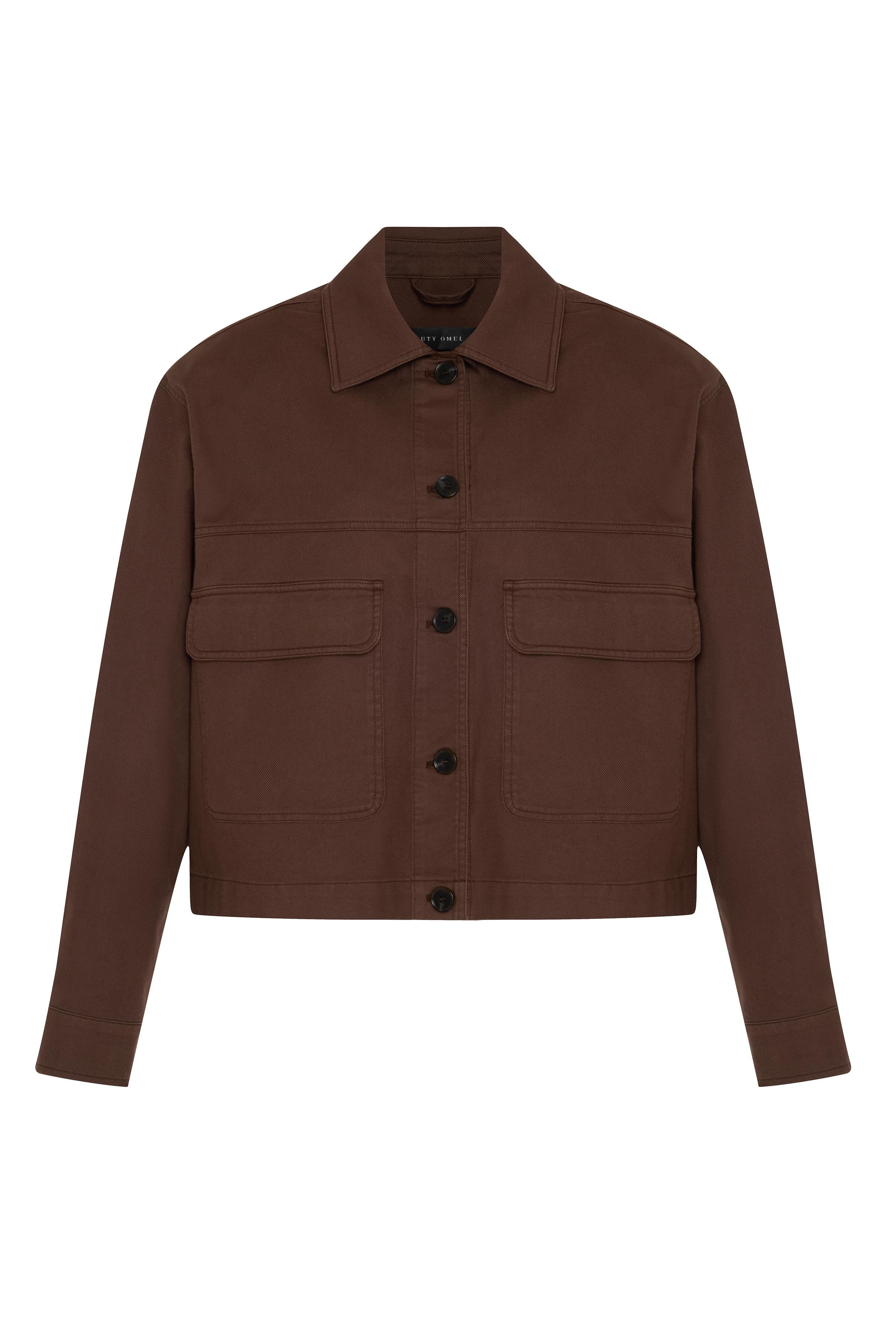 Brown Gabardine Oversize Jacket