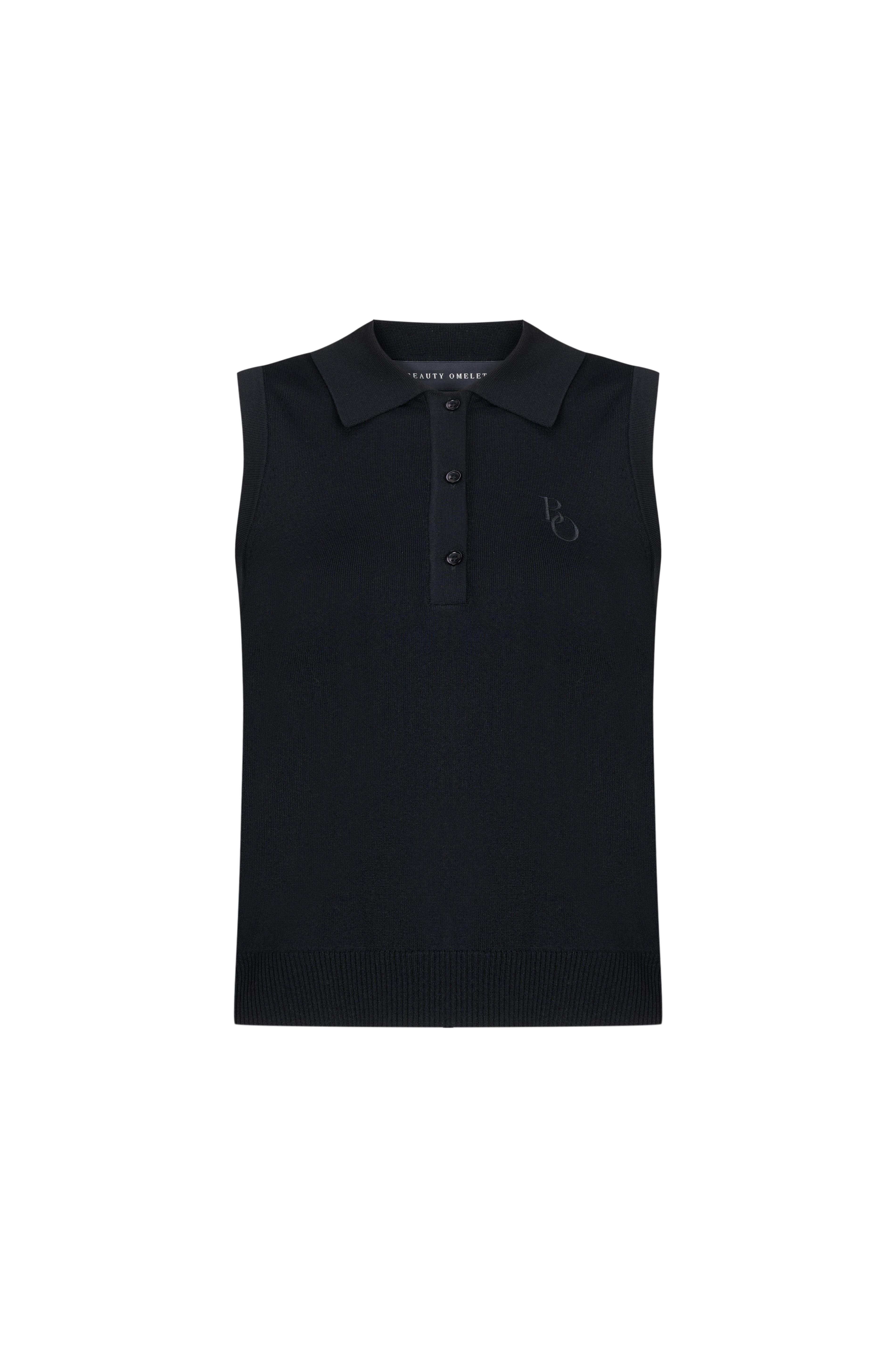 Sleeveless Polo - Black