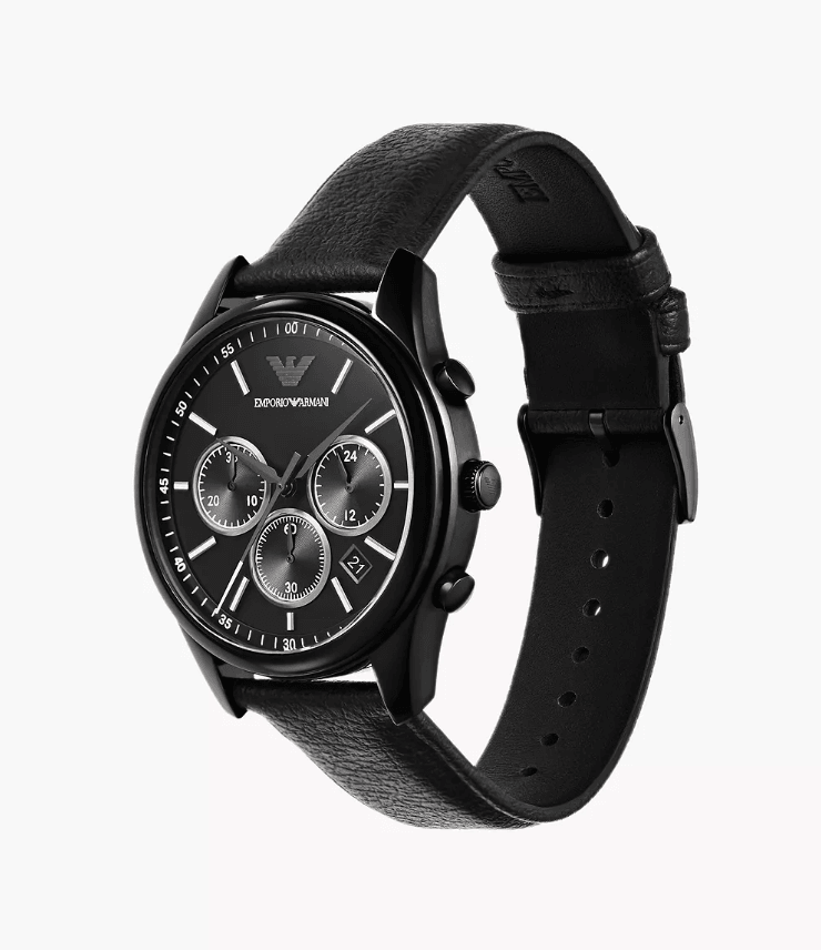 Chronograph Black Leather Men's Watch AR11583