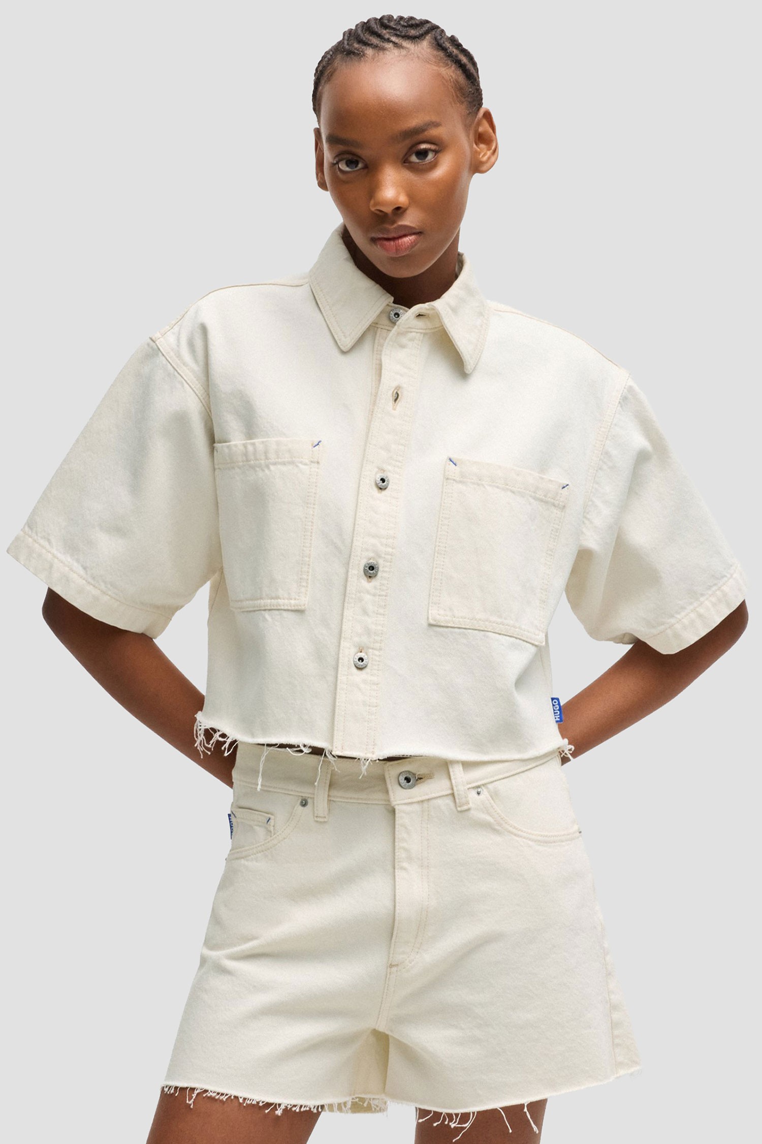 Hugo Blue Getecna Natural White Jean Blouse 1027045901