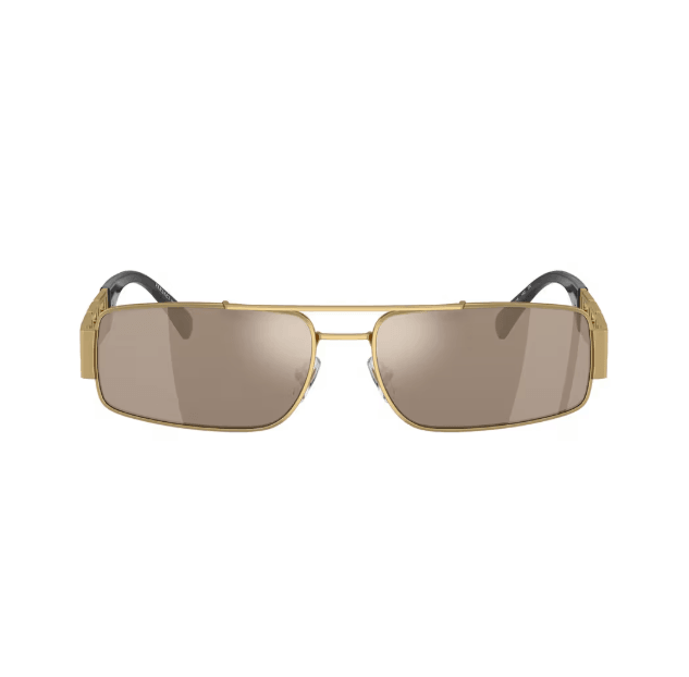 Gold Metal Rectangle Sunglasses 0VE225710025A60
