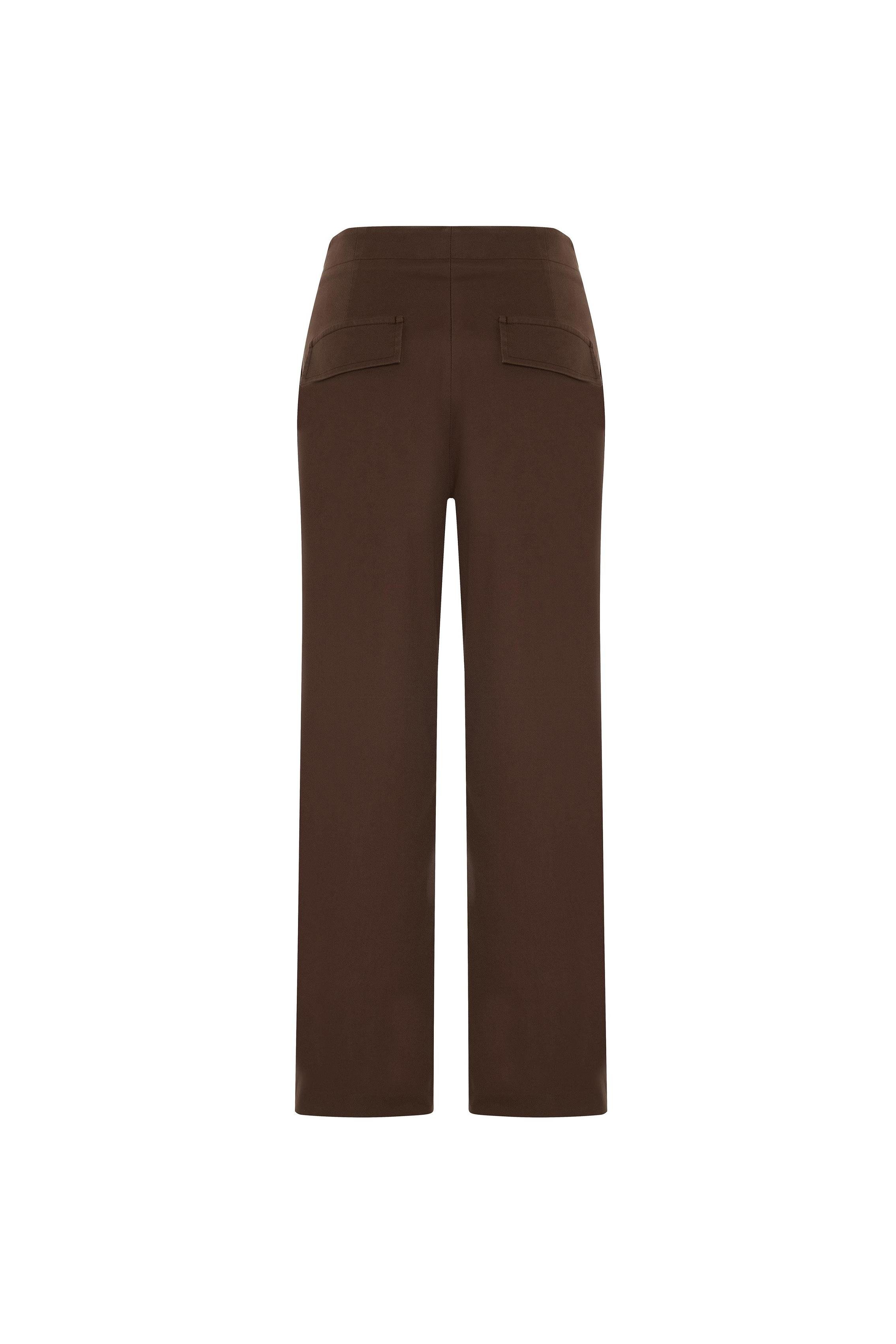 Brown Gabardine Cropped Pant