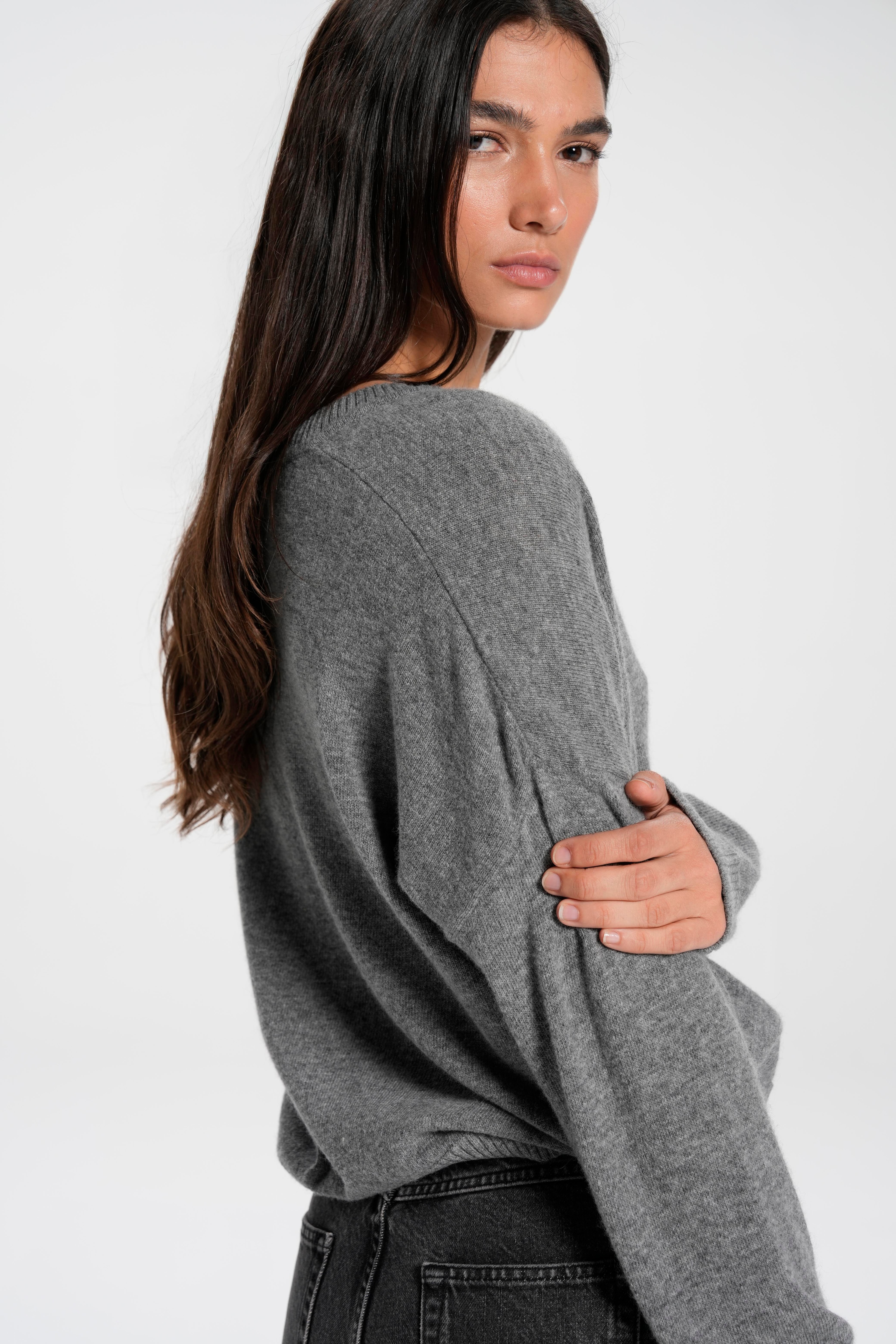 Loose Fit V Neck Wool Jumper