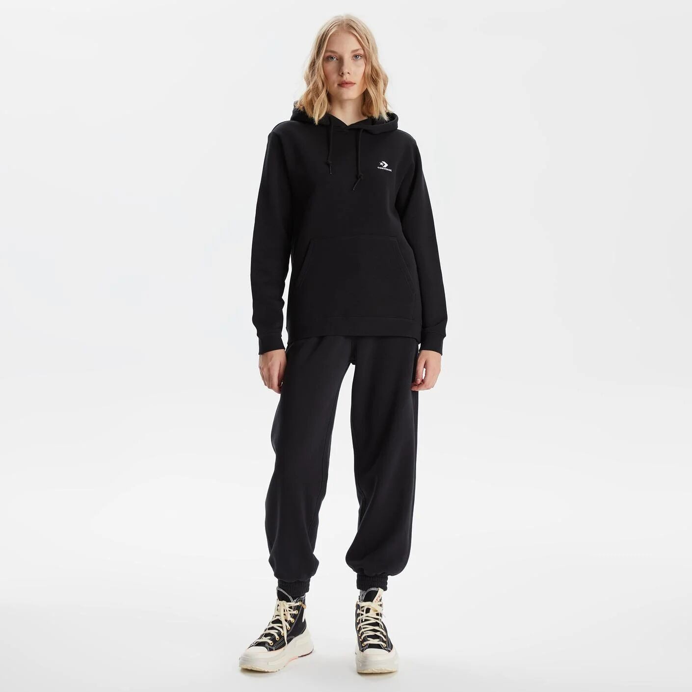 CONVERSE EMBROIDER CHVRON HOODIE BLK S