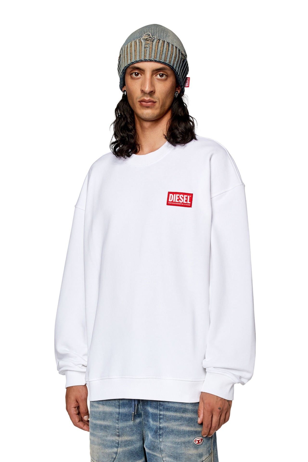 DIESEL S-NLABEL-L1 SWEATSHIRT WHT