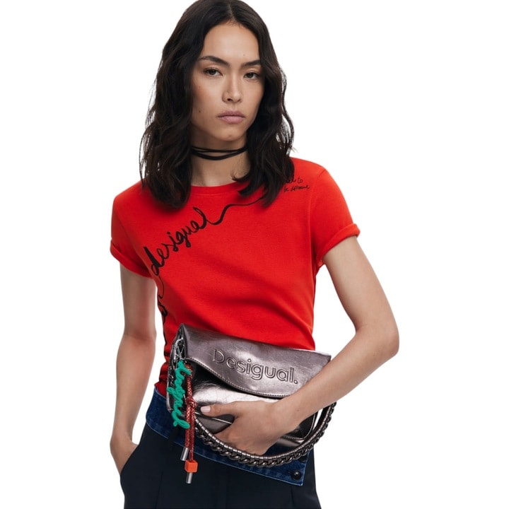 Half Logo Dark Silver Shoulder Bag 
