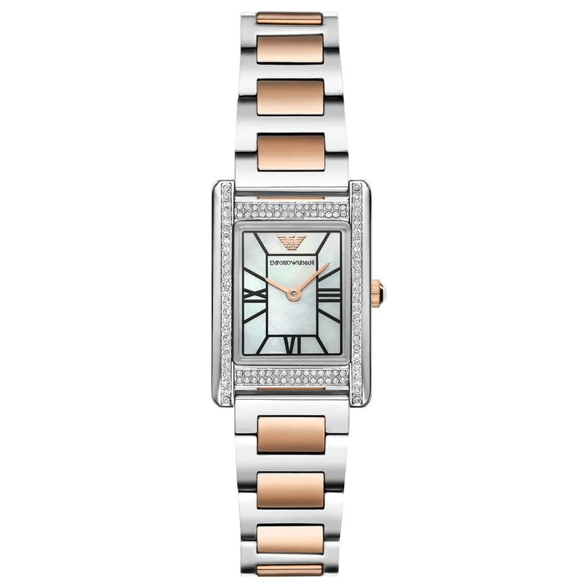 Two-Hand Two-Tone Rose Gold Silver Stainless Steel Women's Watch AR11637