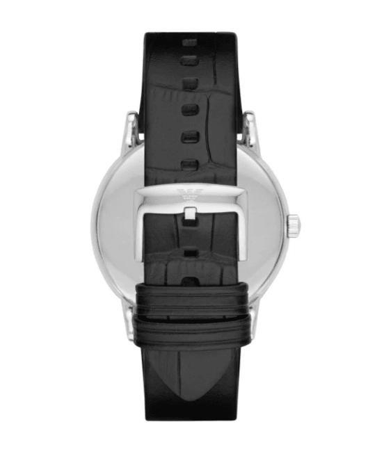 Black Leather Silver Men's Watch AR2500