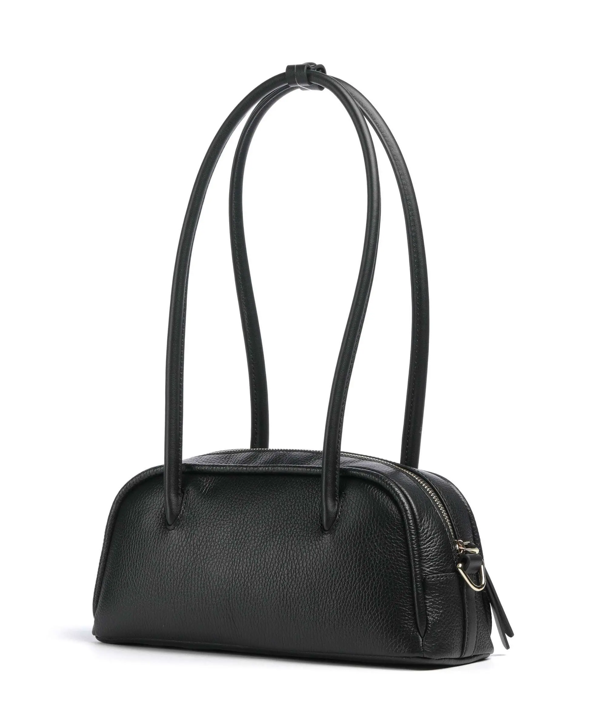 Smooth Black Leather Shoulder Bag E1U4A120201