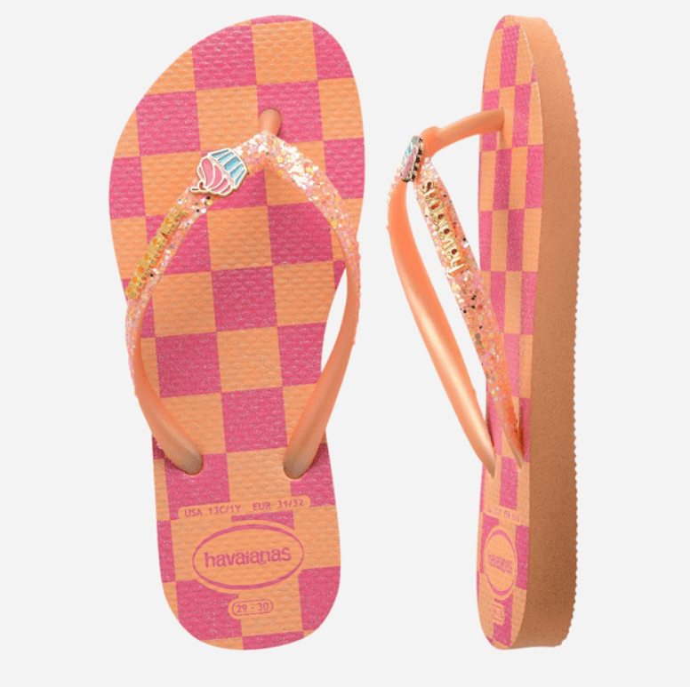 Slim Glitter Peach Pink Kids Slippers