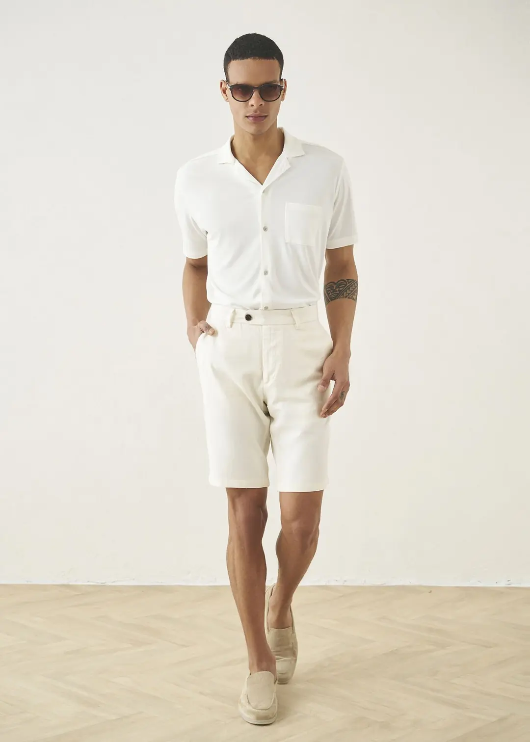 Off White Solid Short Tops