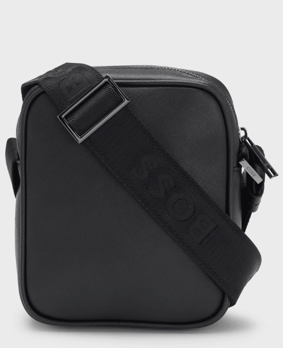 Boss Black Zair M Black Fine Grain Leather Crossbody Bag 1024744901 