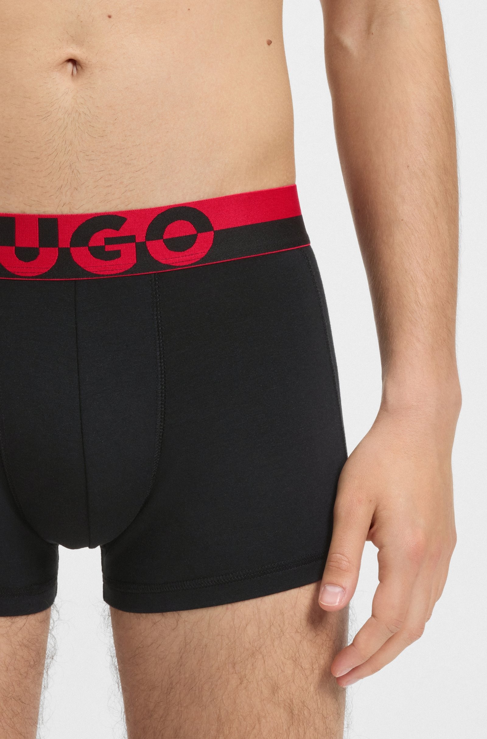 Hugo Red Trunk Split Logo Black Boxer 50545667