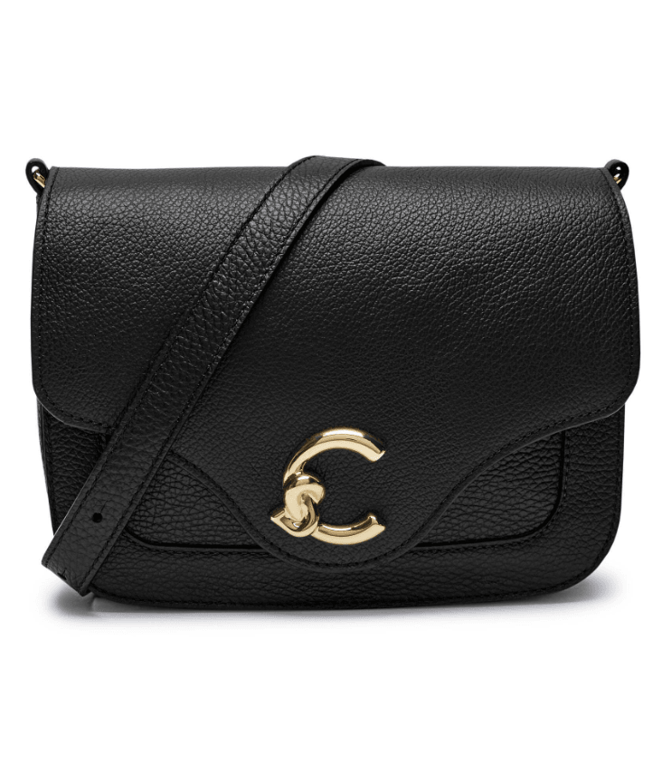 C-Me Black Leather Shoulder Bag E1SSL150101