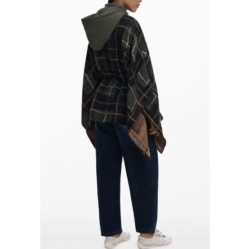 Aldama Dark Green Check Pancho 