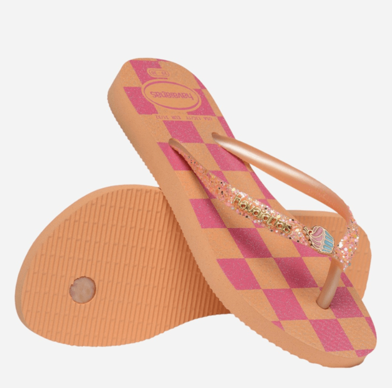 Slim Glitter Peach Pink Kids Slippers