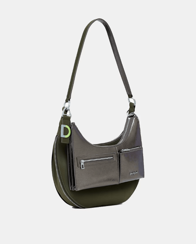 Delta Lyra Detchable Olive Green Silver Shoulder Bag