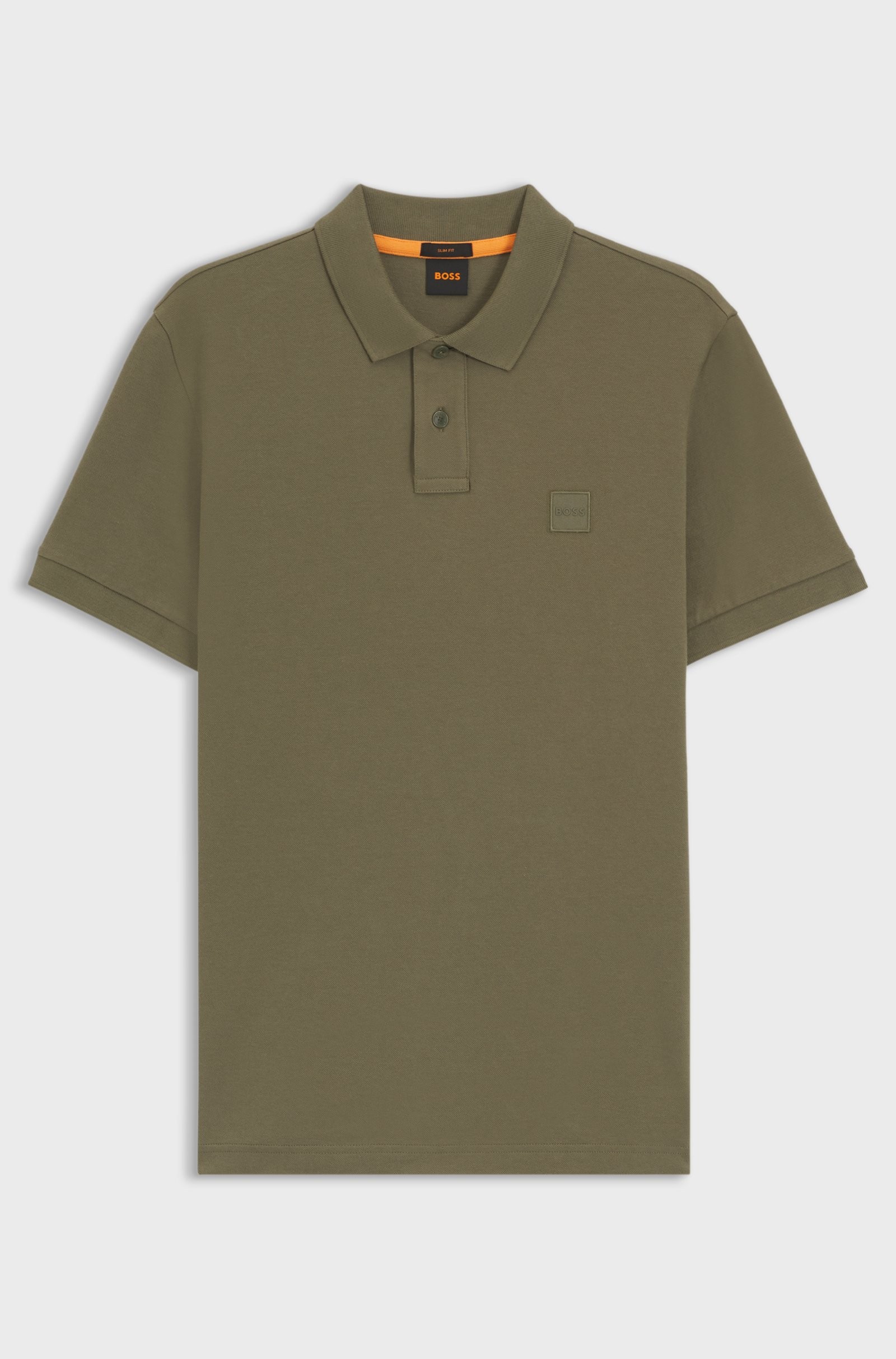 Hugo Red Stretch-Cotton Slim-Fit Polo Shirt with Logo Patch