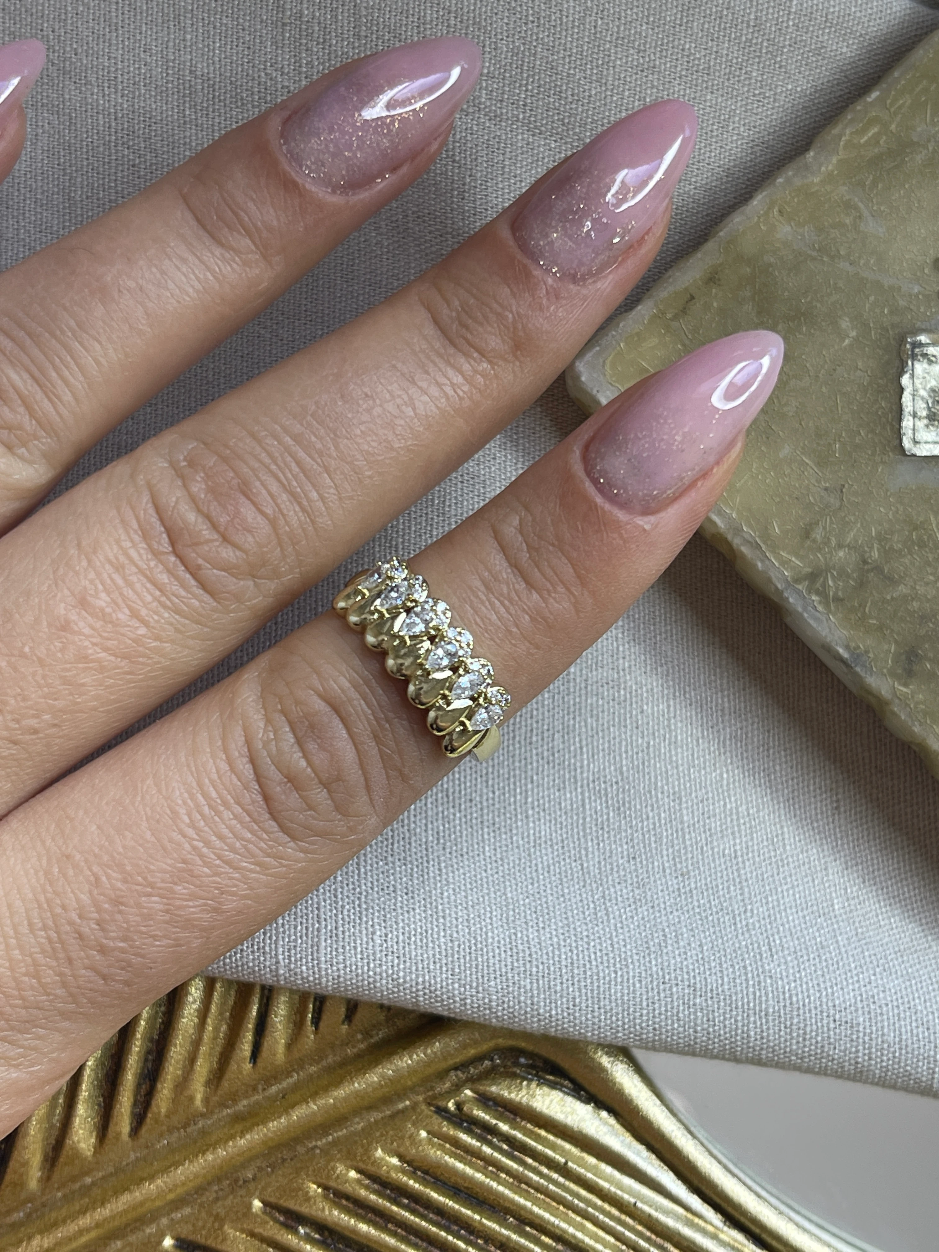 İRİ TAŞ DETAY 14K RENK XUPİNG YÜZÜK