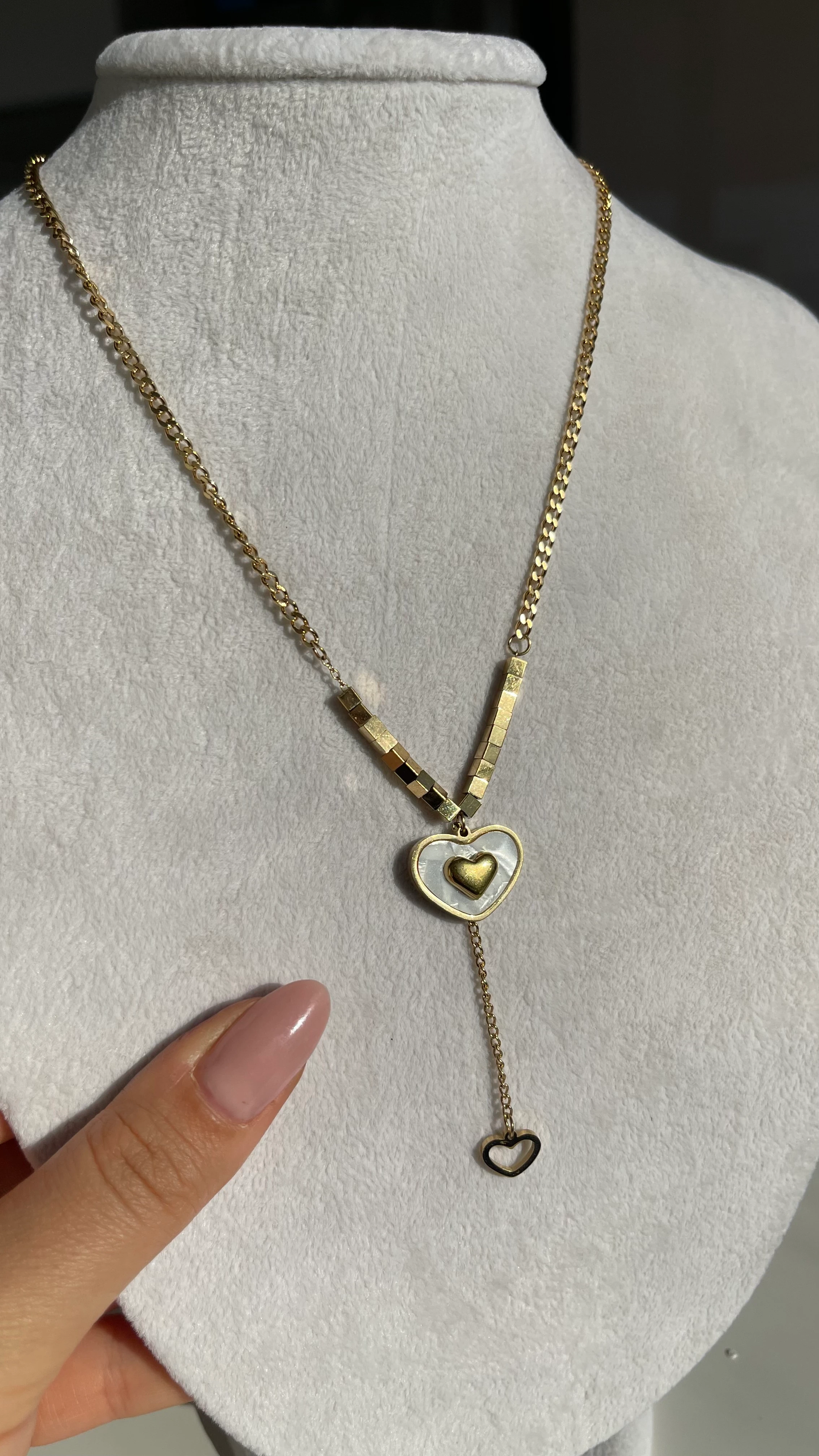 KALP DETAY ÇELİK KOLYE