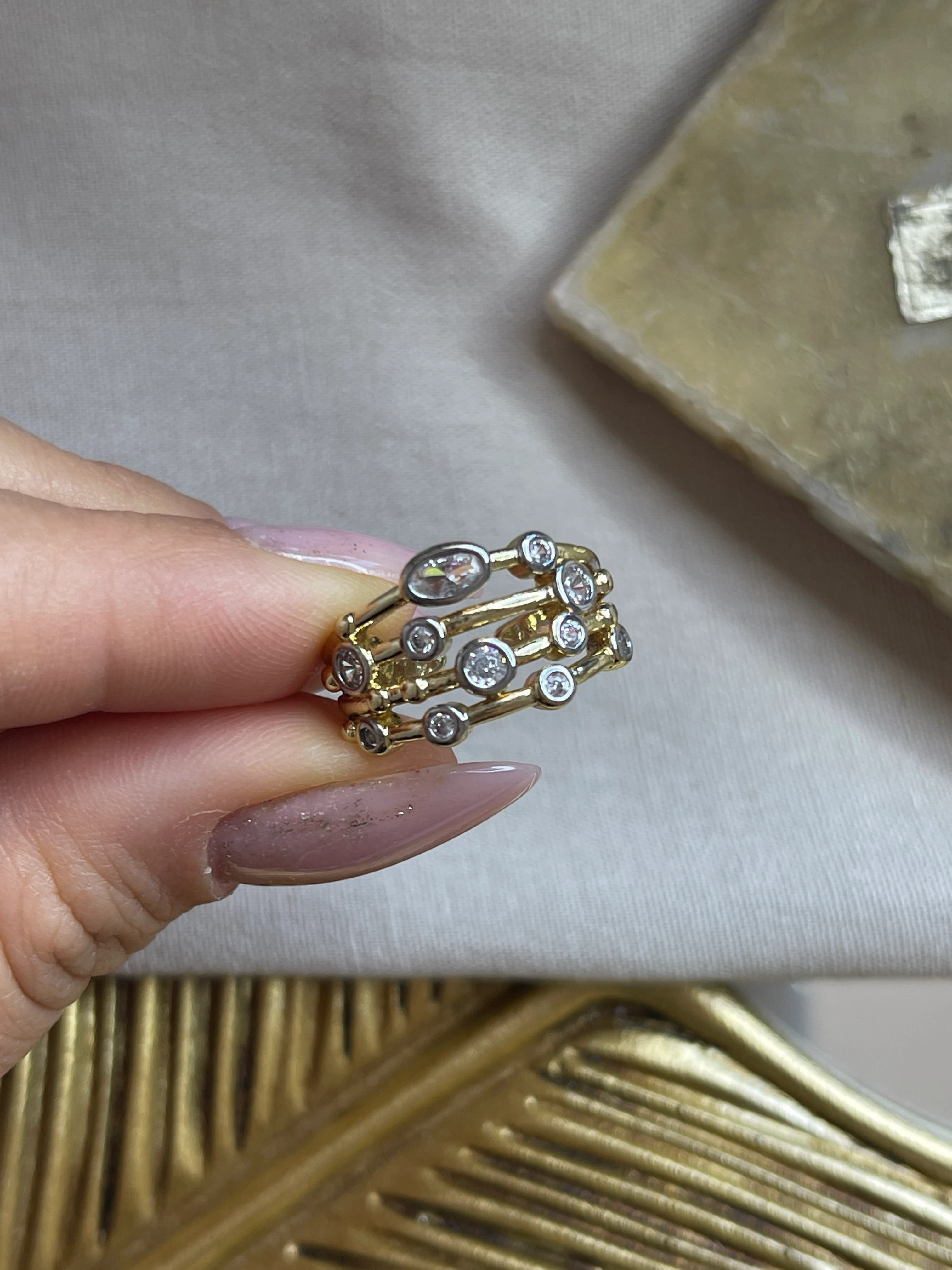 ÇOKLU TAŞ DETAY AYARLANABİLİR YÜZÜK