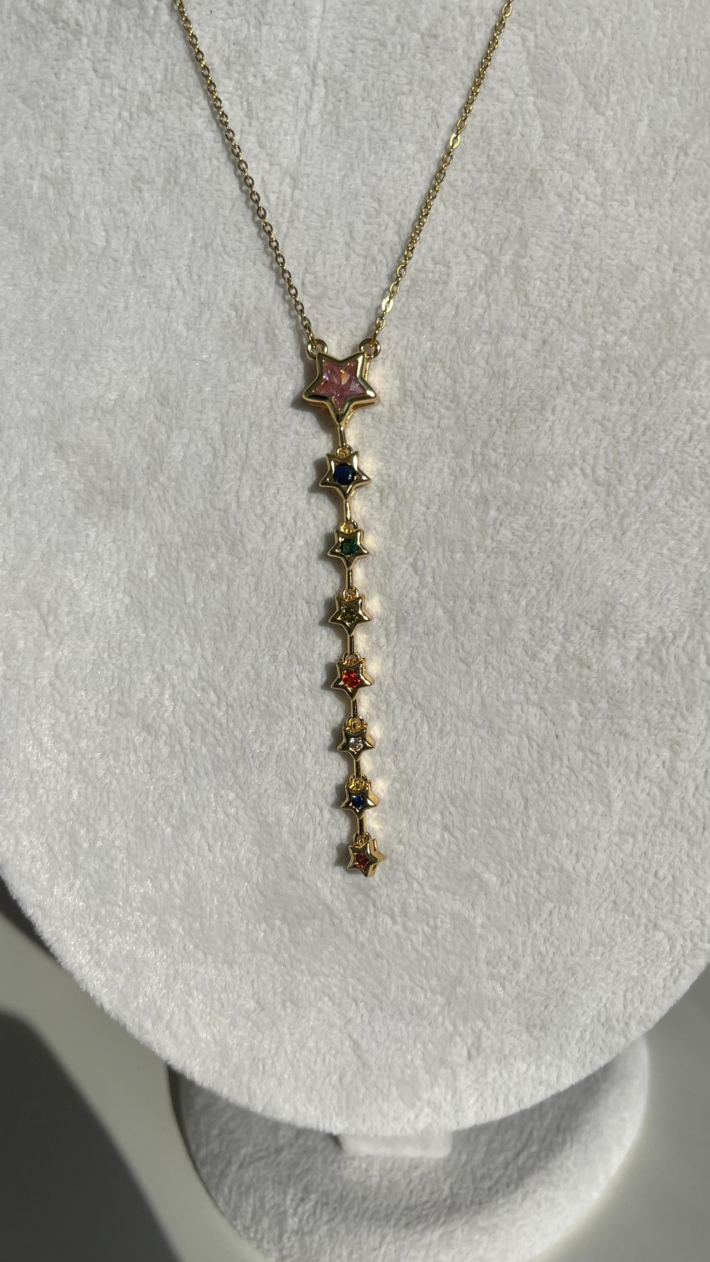 RENKLİ ZİRKON TAŞ YILDIZ MODEL Y KOLYE