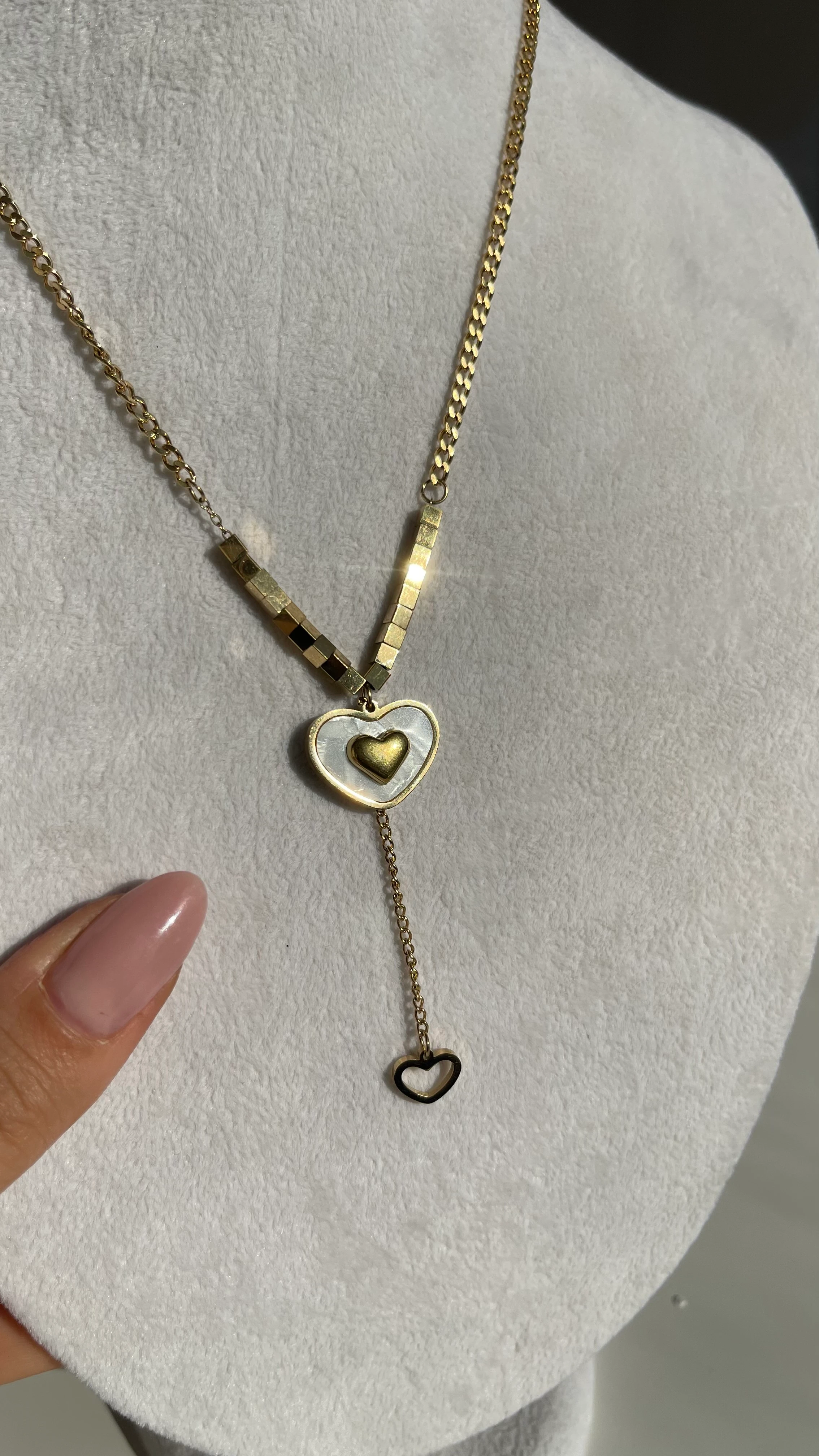 KALP DETAY ÇELİK KOLYE