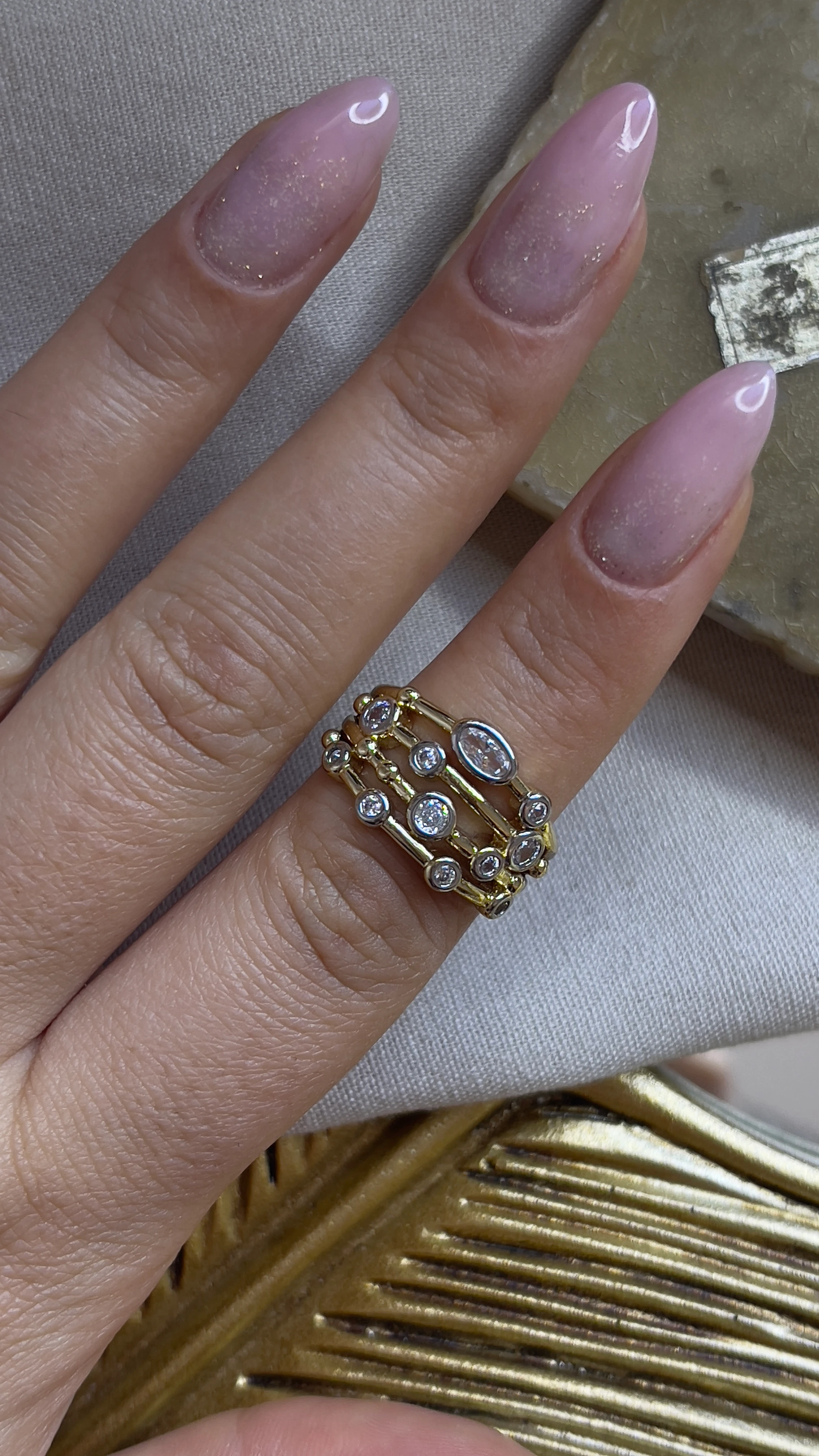 ÇOKLU TAŞ DETAY AYARLANABİLİR YÜZÜK