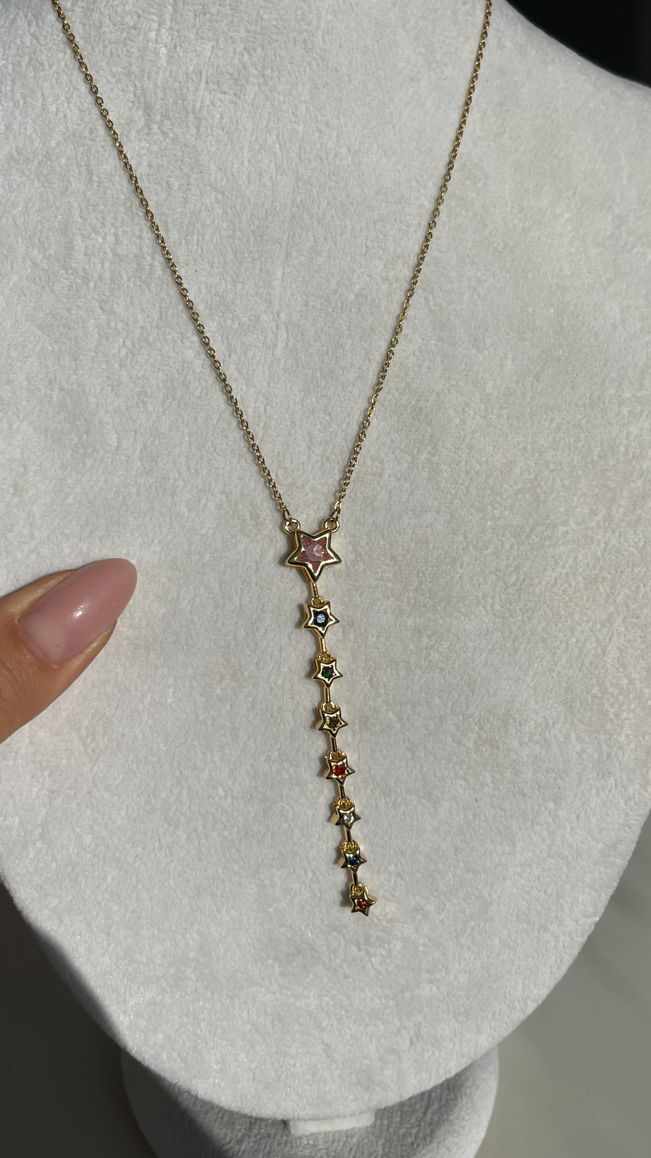 RENKLİ ZİRKON TAŞ YILDIZ MODEL Y KOLYE