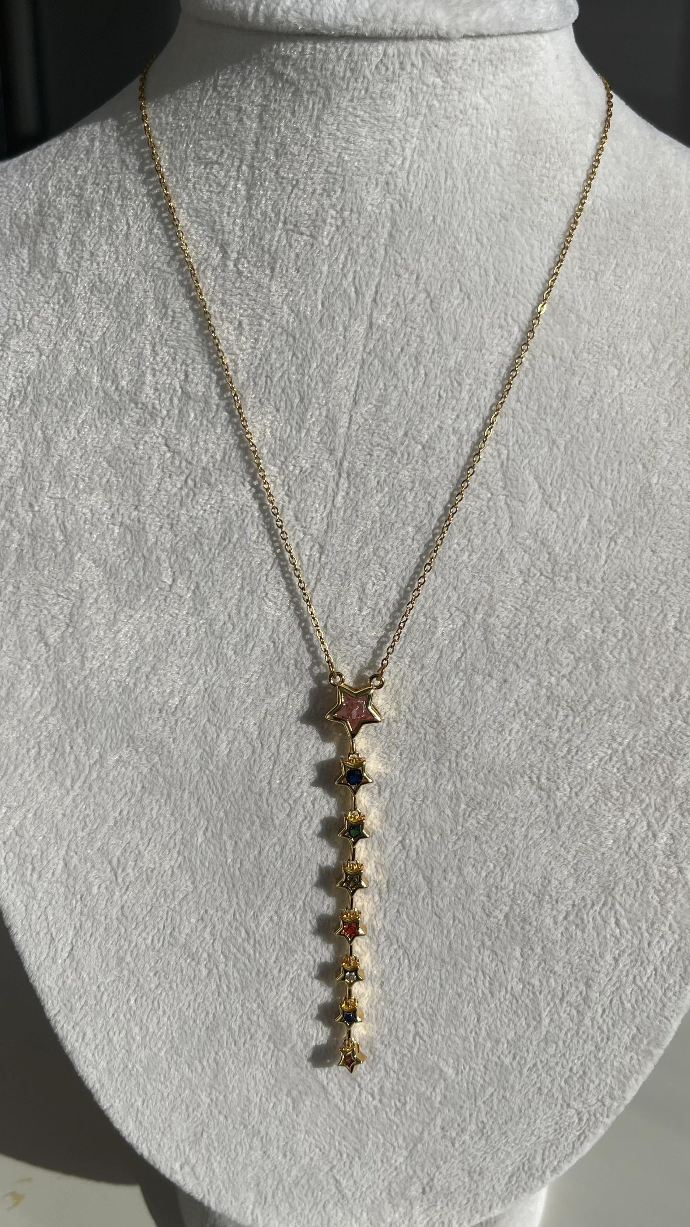 RENKLİ ZİRKON TAŞ YILDIZ MODEL Y KOLYE