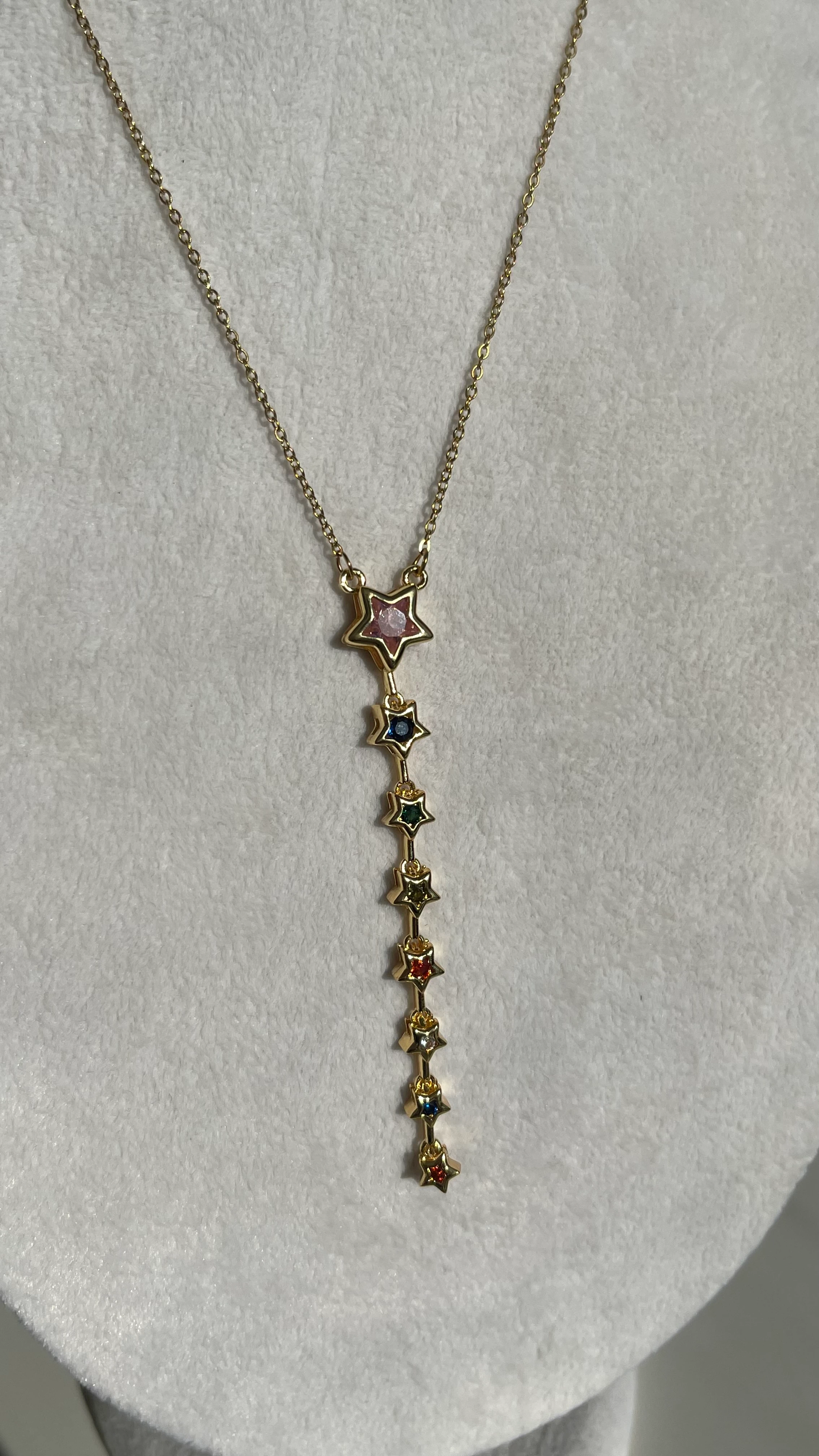 RENKLİ ZİRKON TAŞ YILDIZ MODEL Y KOLYE