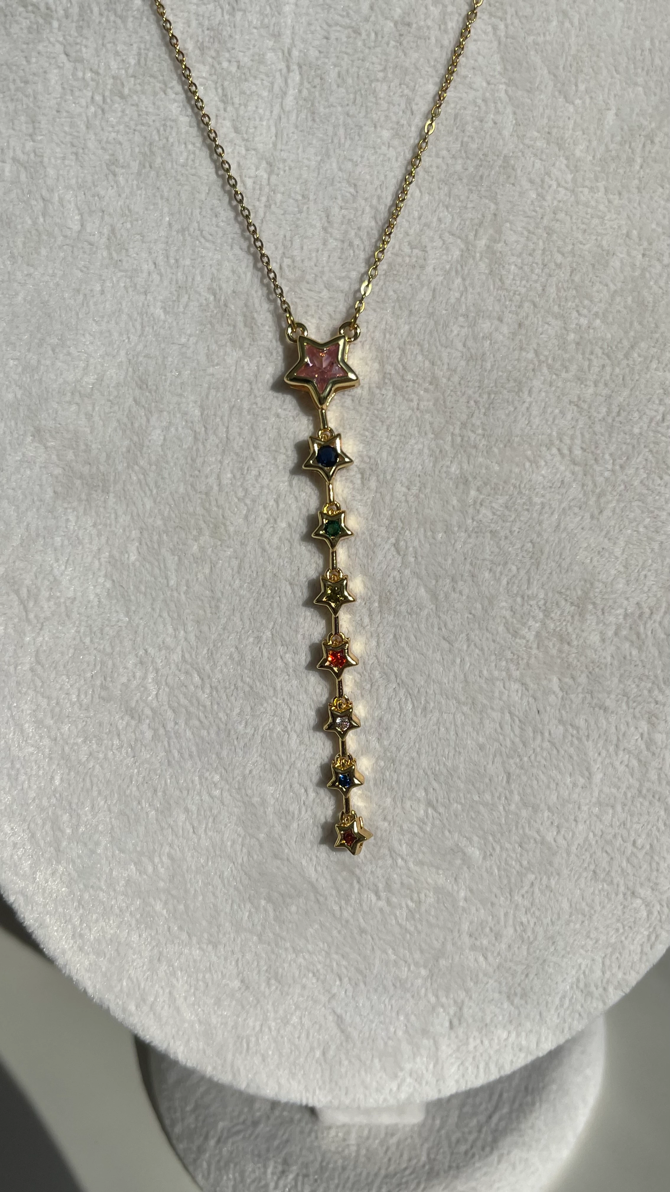 RENKLİ ZİRKON TAŞ YILDIZ MODEL Y KOLYE