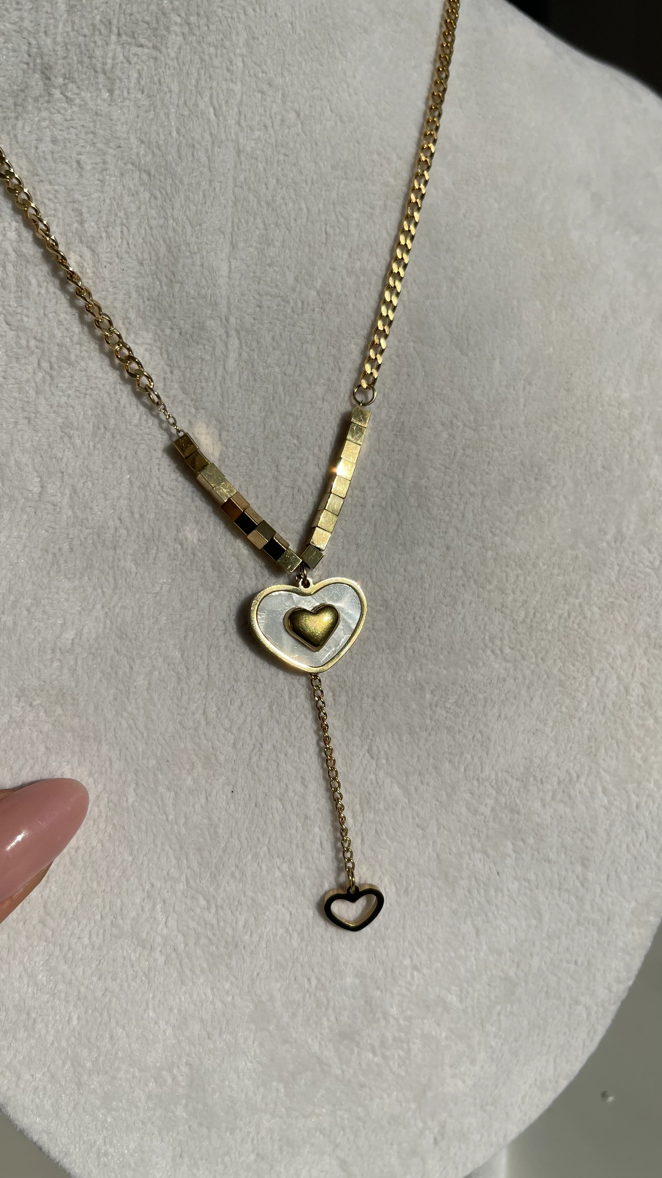 KALP DETAY ÇELİK KOLYE