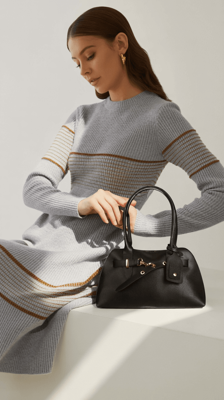 Cityline Collection Bordo Gold Tokalı Kadın Omuz Çantası - Siyah