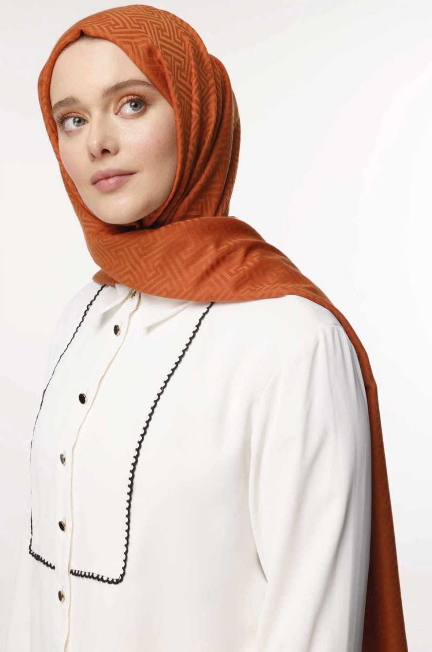 Labirent Desen Şal - Mandalin